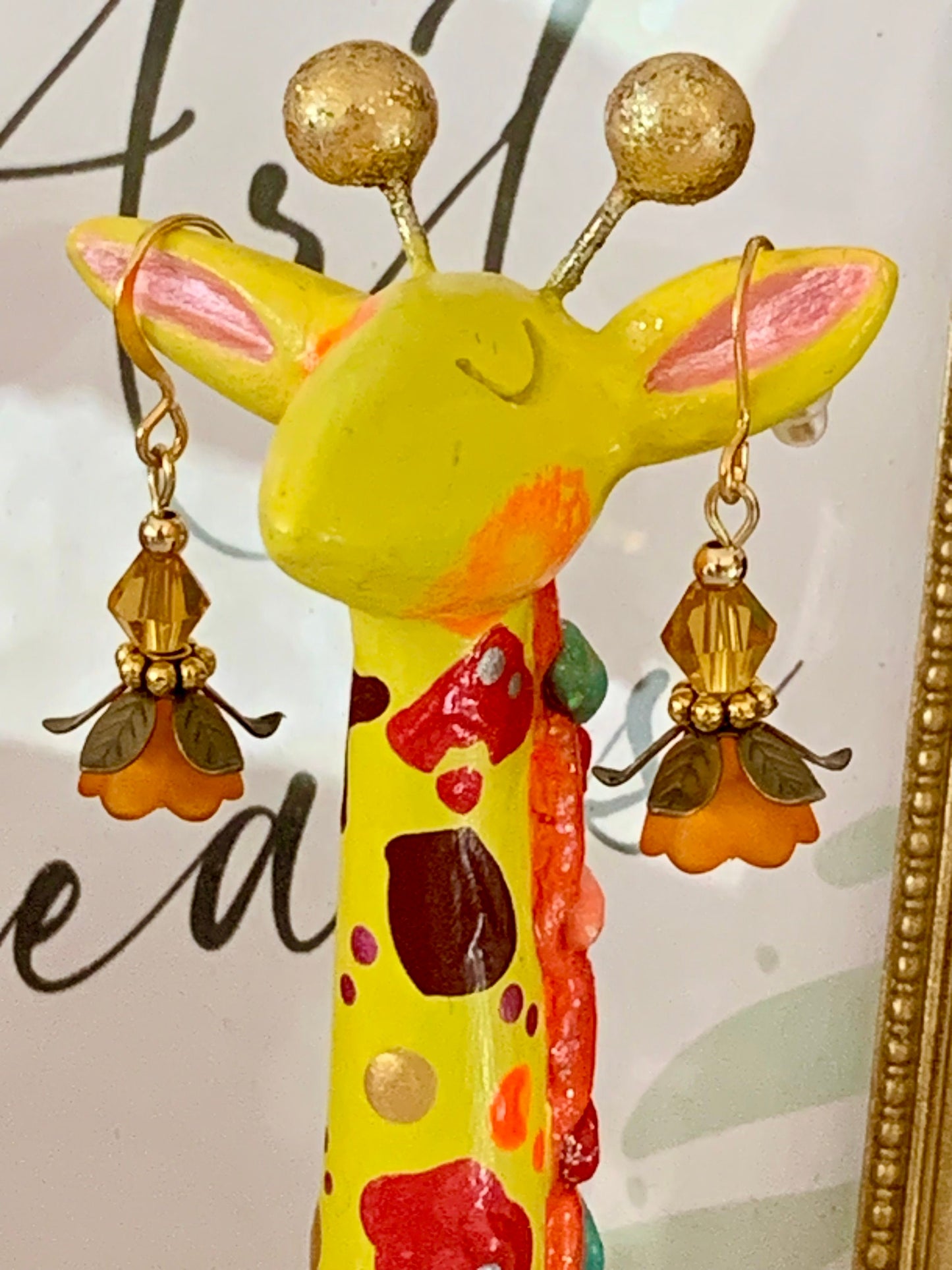 Fall earrings, Orange Flower earrings, lucite earrings, Fairycore, antique style flower earrings, Victorian earrings, Autumn accessories