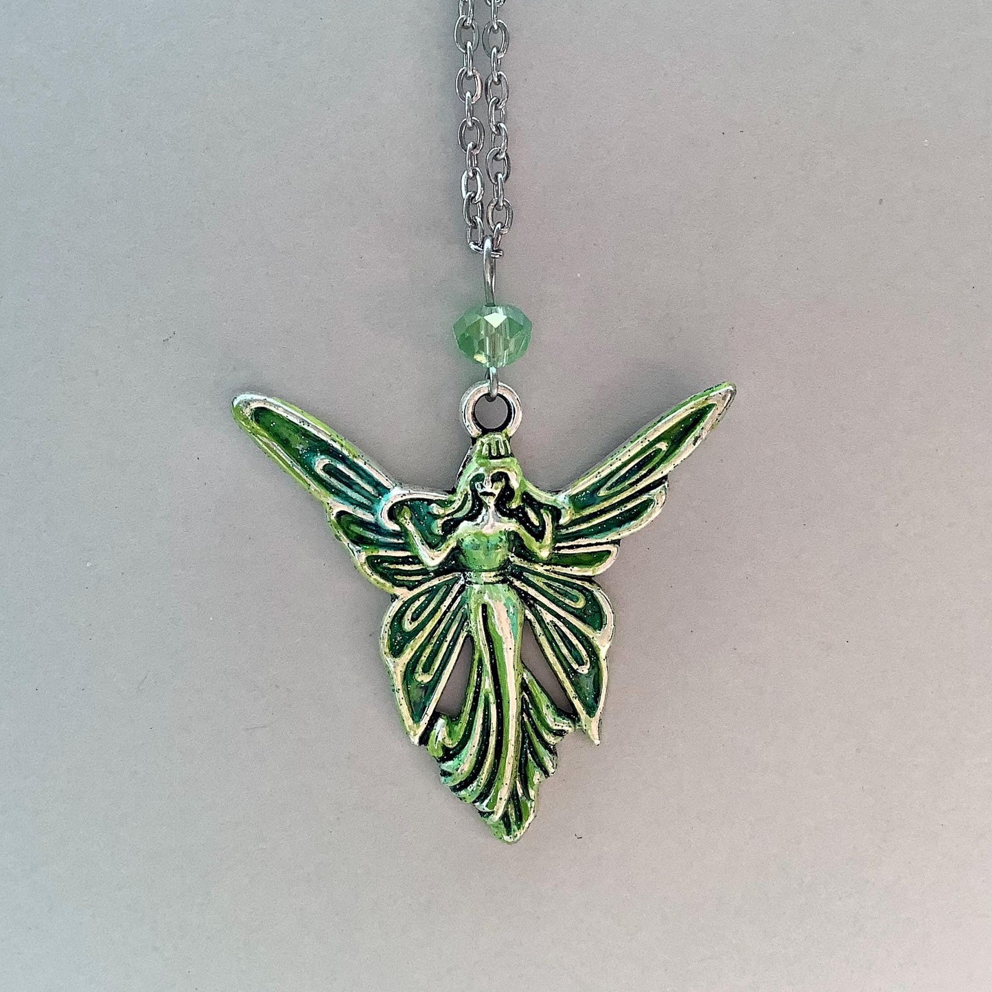 Moon Goddess Necklace-Moon Goddess Amulet-Luna Moth Necklace-Moon Goddess Pendant-Butterfly Fairy Pendant-Patina Pendant-Fairy Necklace Gift