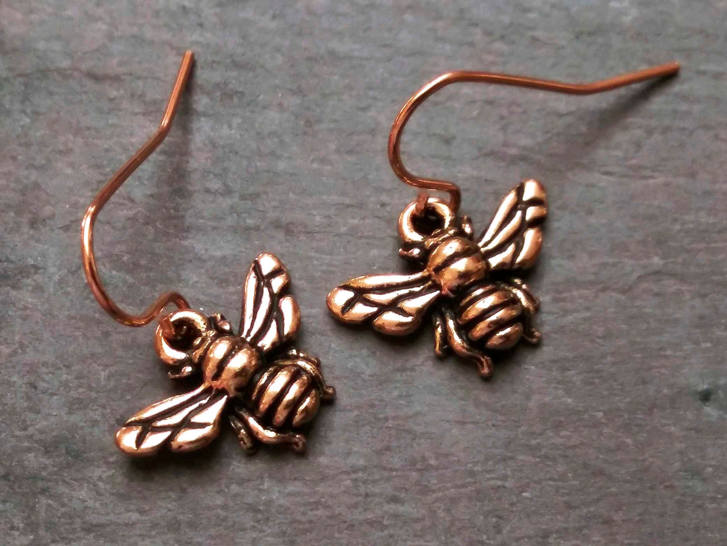 Honey Bee Earrings 22kt Gold Plated Charms with Gold Plated Steel Earwires Symbol of Loyalty and Courage Earrings Unique Insect Earrings