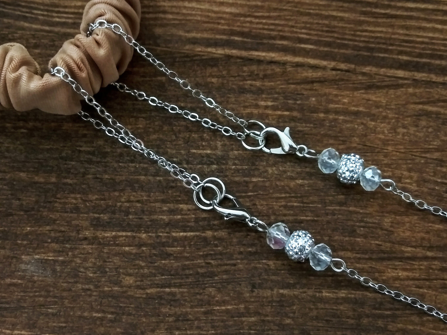 Pink Dream Mask Chain, Mask Holder, Face Mask Chain Necklace, Chain to Hold Mask, Pink, Mask Keeper, Bling, Bright AB Rhinestone Glass Beads