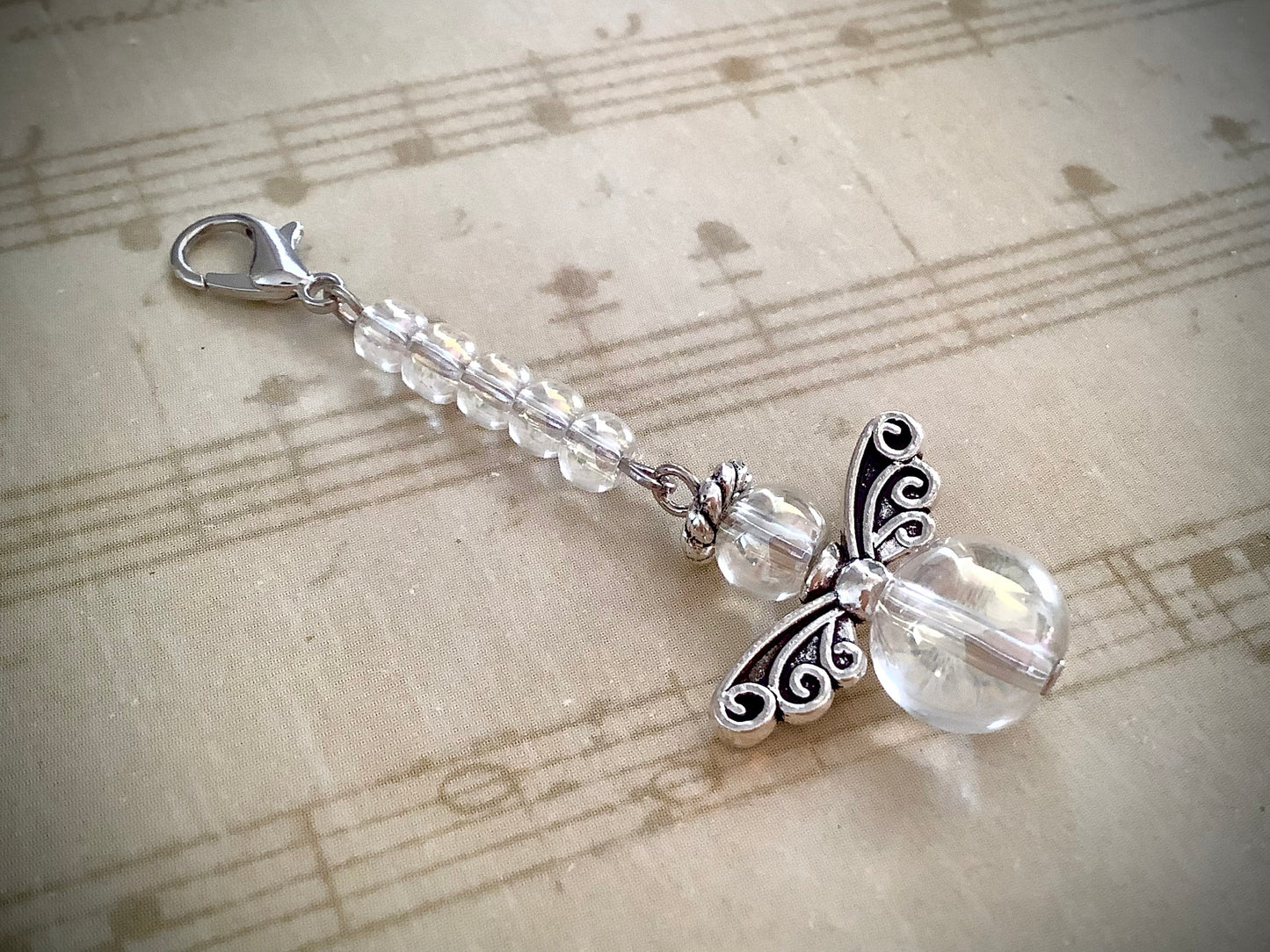 Angel Charm, Friend Gift, Memory Charm, Glass Crystals, Lobster Clasp Charm, Planners, Purses, Mom, Grandma, Sweet 16, Stocking Stuffers