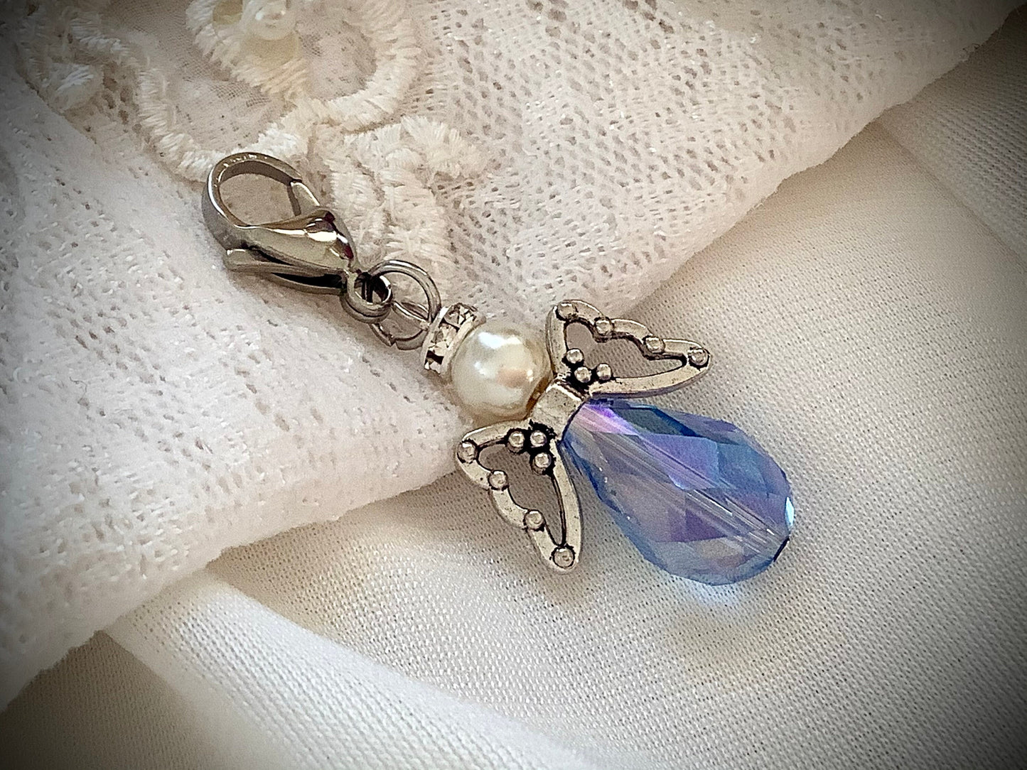 Something Blue Angel for the bride, Angel bouquet charm, wedding charm, bridal charm, gift for bride, blue charm, blue bridal wedding angel