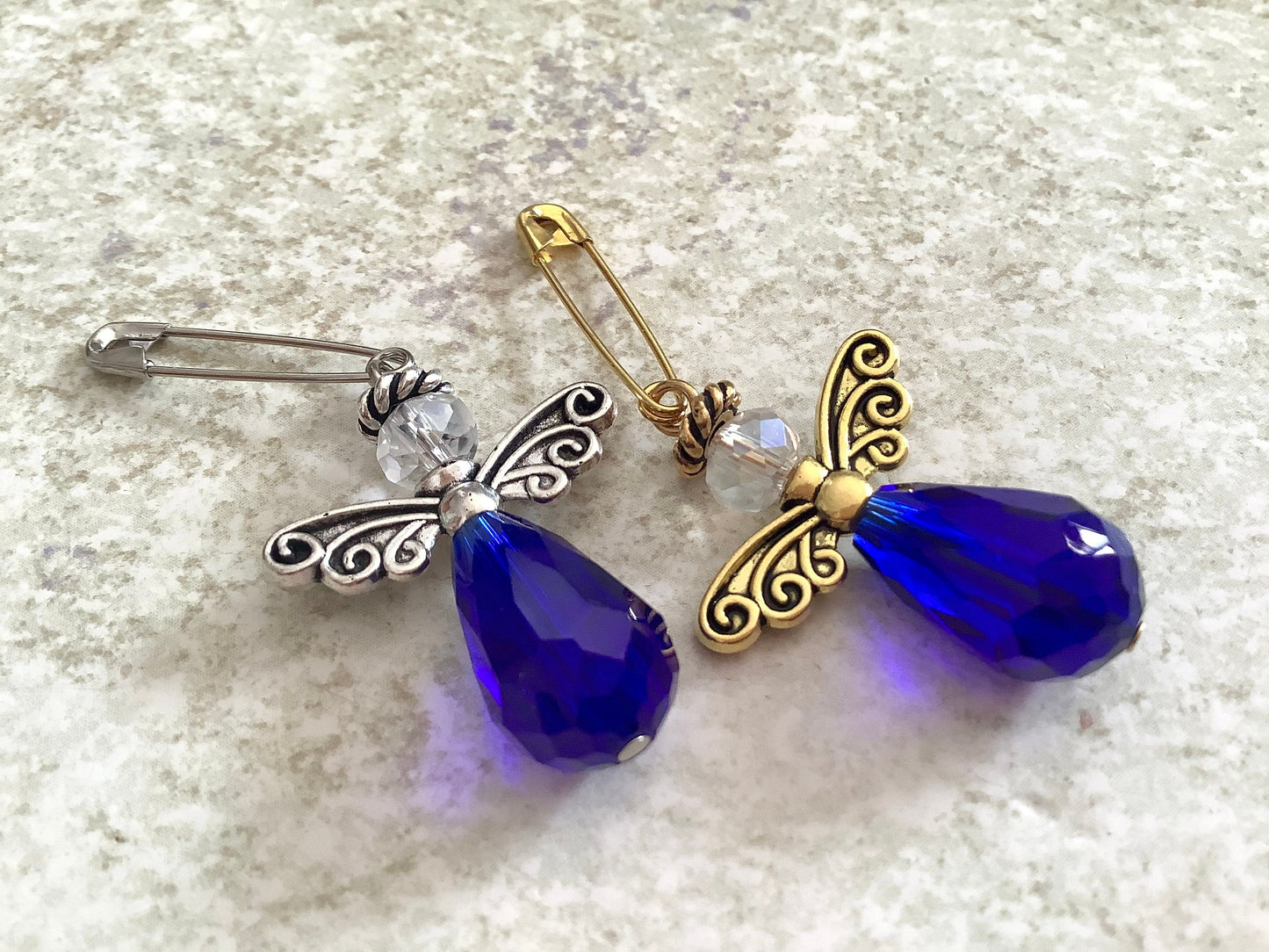 Something Blue Angel for the Bride, Something Blue - Bridal - Glass Wedding Bouquet Crystal Angel, Guardian Angel Bridal Shower, Cobalt Blue