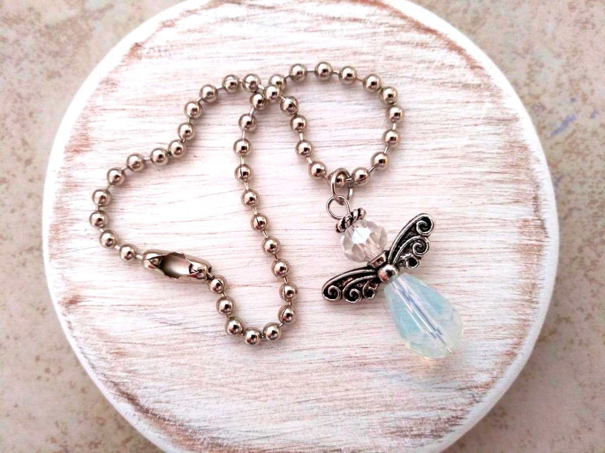 Reserved 8 piece Guardian Angel Rearview Mirror Car Charm, Purse Charm, Ornament, Memory, Remembrance of Loved One, New Driver, Opal Crystal