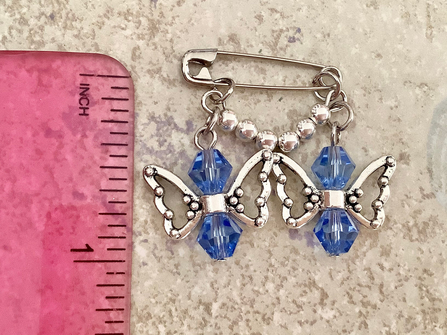 Mom and Dad Memory Pin Loss of two loved ones, Something Blue Glass Wedding Bouquet Charm, 2 Guardian Angels Bridal Shower Gift, Bride Gift