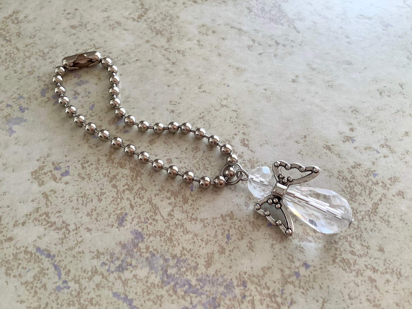 Keychain, Key Chain Crystal Glass Angel Ball Chain Key Ring, Guardian Angel Crystal Key Fob with Connector, New Car Gift, New Driver Gift