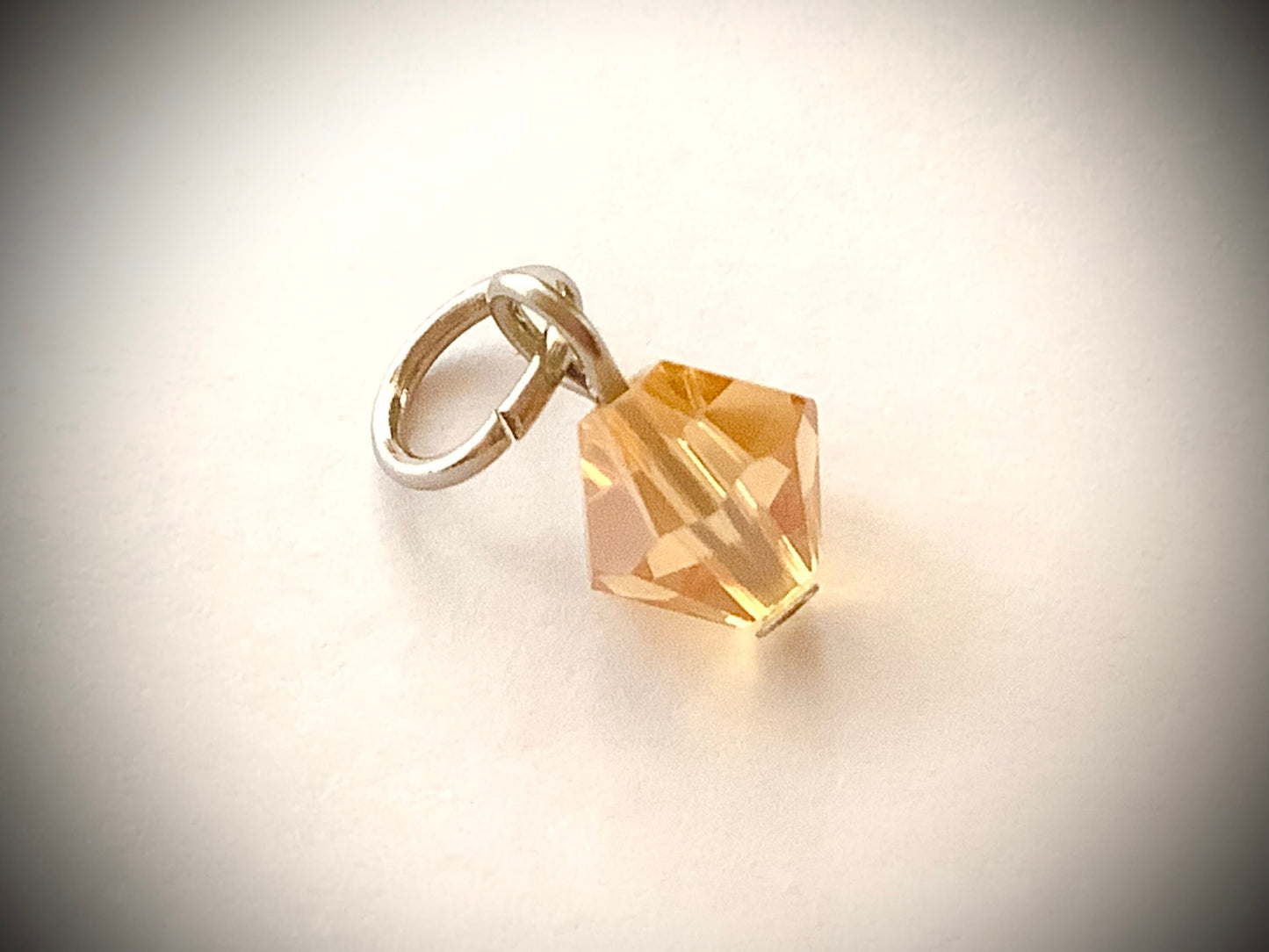 November Birthstone Charm w/ Loop Necklace Tiny add on Pendant Stainless Steel, Birthstone Jewelry DIY, Dangle Charm 6mm bicone crystal