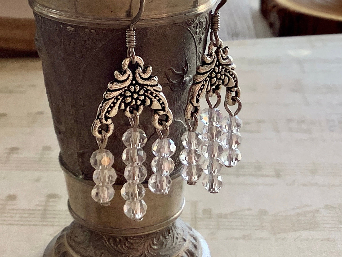 Crystal Earrings - chandelier dangle earrings - blue, purple, pink, orange, black, teal, purple - patriotic earrings - waterfall earrings