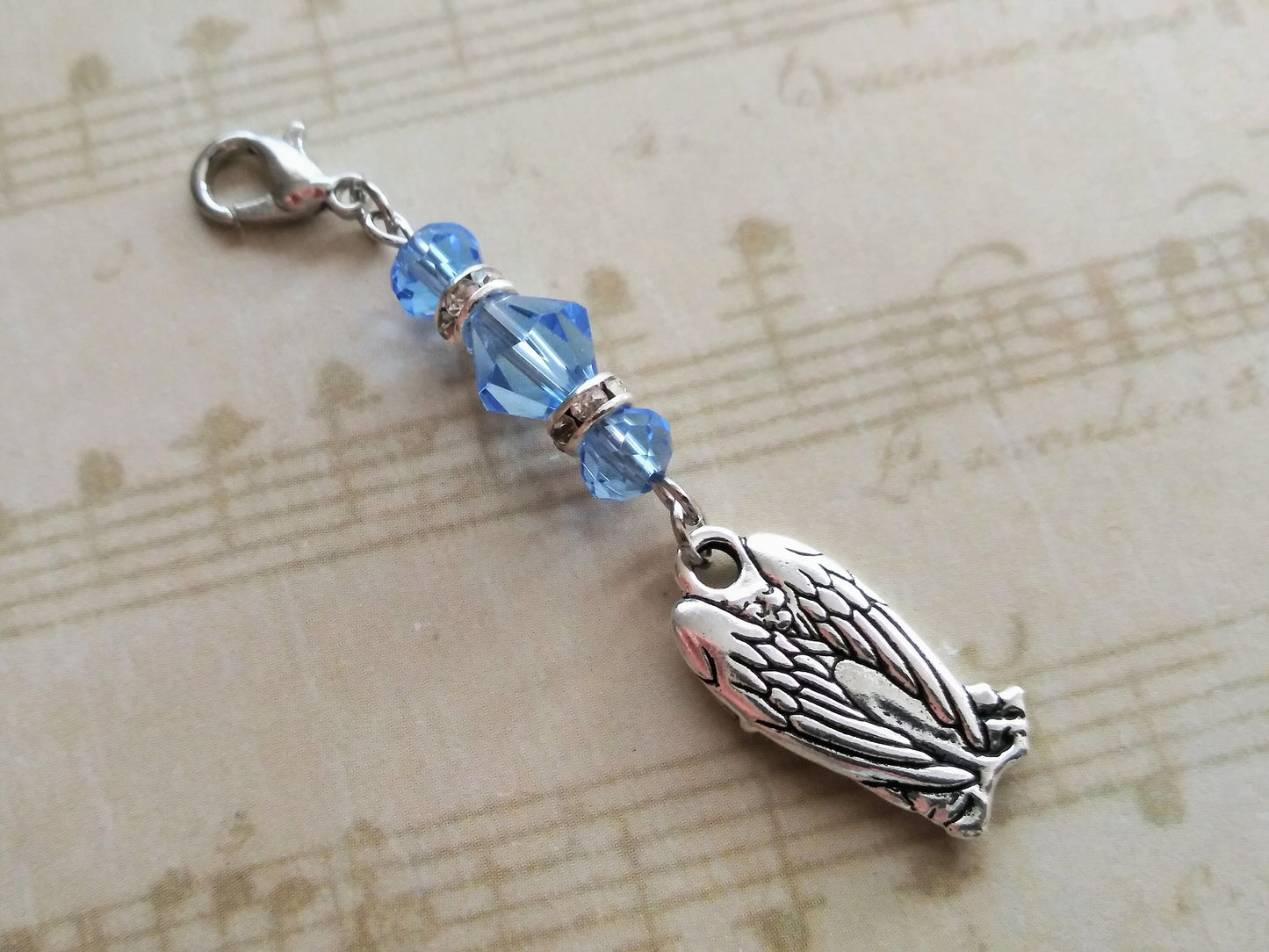 Something Blue Bouquet Charm, Blue Crystal Wedding Bouquet Charm, Something Blue for Bride, Wedding Dress Charm, Garter Charm, Bride Gift