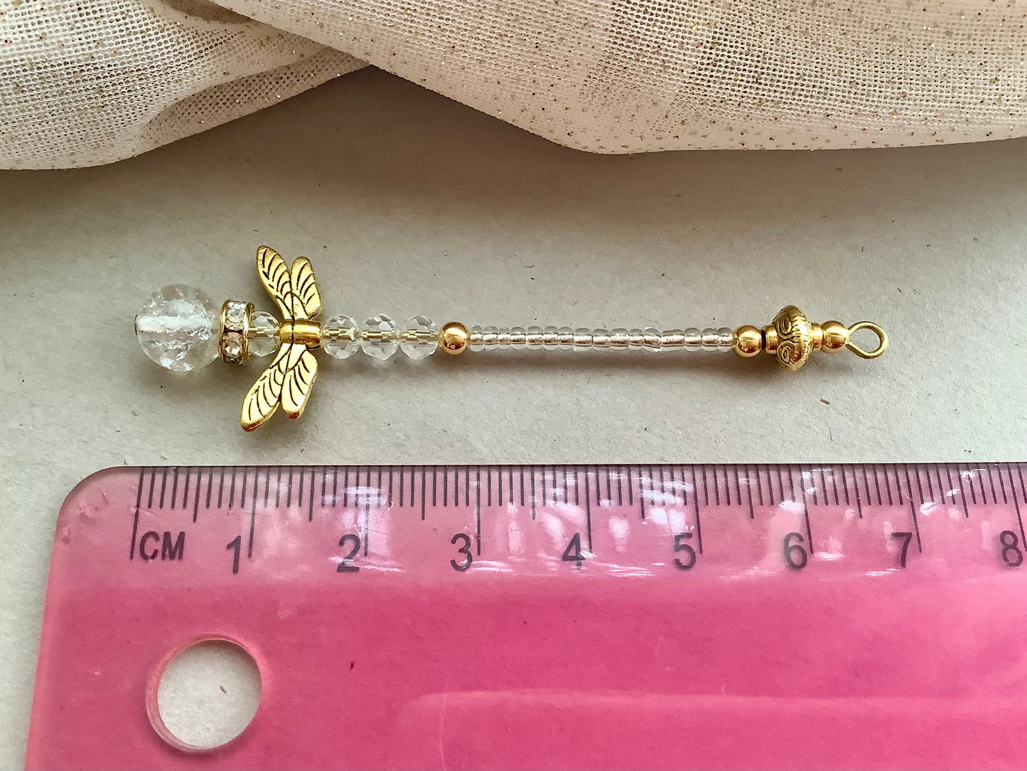 Fairie Wand Miniature, Dragonfly Fairy Wand, Brass, Crystal, and Metal Parts, Tiny Wand, Queen of The Fairies Wand, Tiny Fairycore Gift