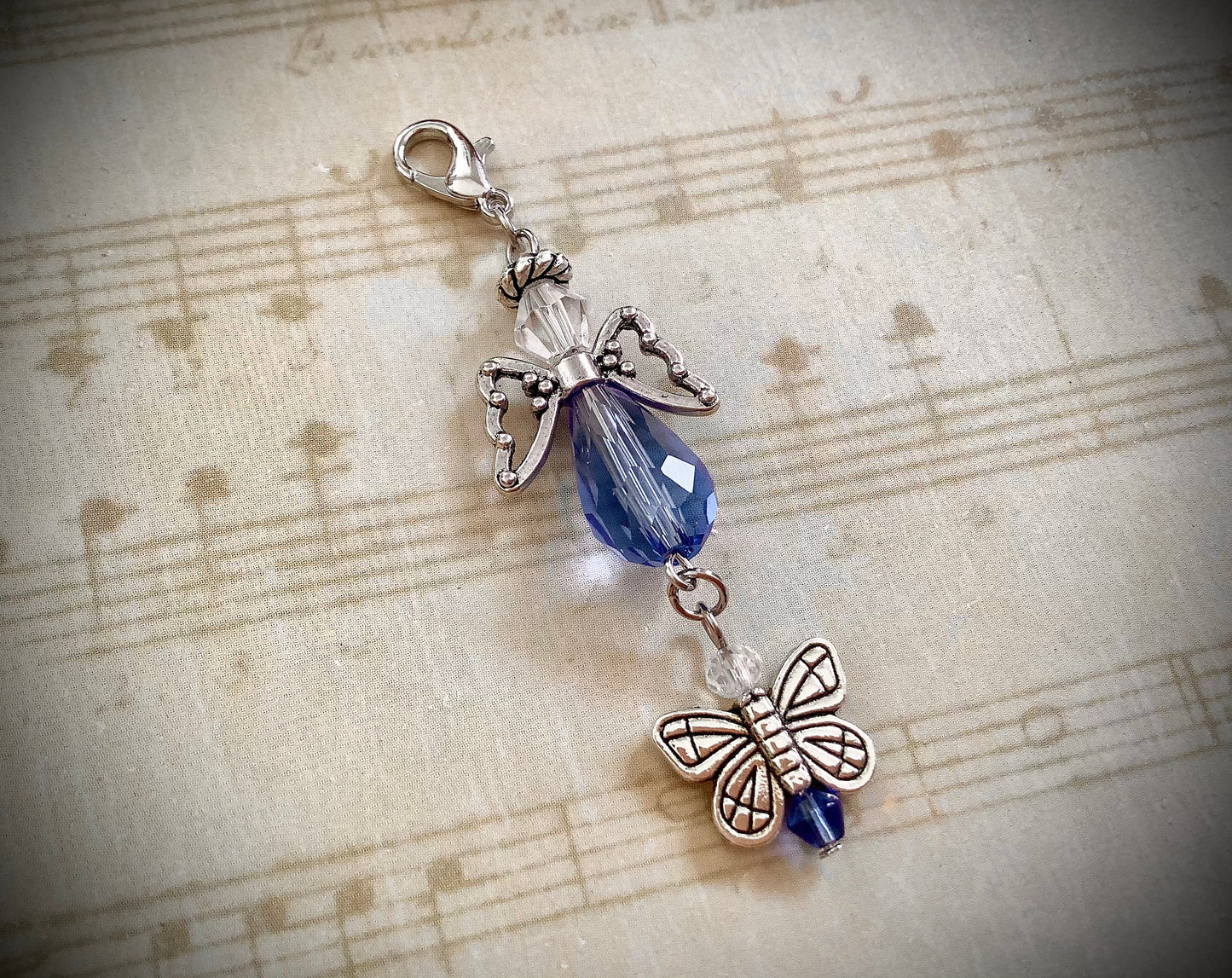 Something Blue Angel with Butterfly Wedding Bouquet Charm, Butterfly Charm, Guardian Angel Bridal Shower Gift, Butterfly Angel Keepsake