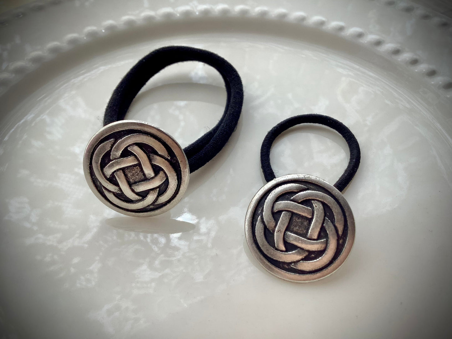 Pony Tail Holders, Celtic Hair Ties, Trinity Knot, Viking Hair, Gothic Hair Accessories, Eternity Knot, Spiritual Protection, Triquetra Knot