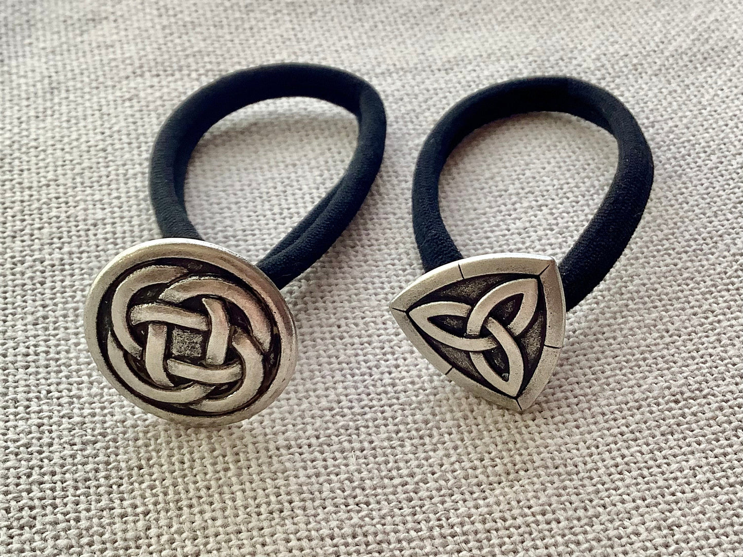 Pony Tail Holders, Celtic Hair Ties, Trinity Knot, Viking Hair, Gothic Hair Accessories, Eternity Knot, Spiritual Protection, Triquetra Knot