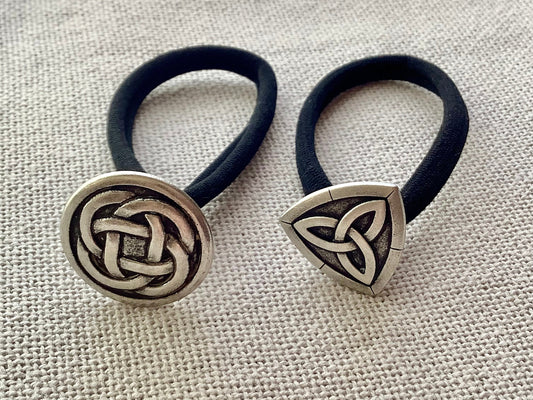 Pony Tail Holders, Celtic Hair Ties, Trinity Knot, Viking Hair, Gothic Hair Accessories, Eternity Knot, Spiritual Protection, Triquetra Knot