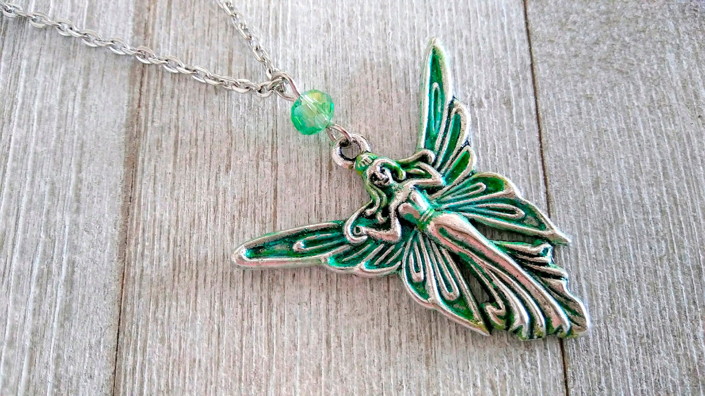 Moon Goddess Necklace-Moon Goddess Amulet-Luna Moth Necklace-Moon Goddess Pendant-Butterfly Fairy Pendant-Patina Pendant-Fairy Necklace OOAK