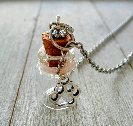 Pet Loss Gifts Pet Memorial Jewelry Memory Pet loss Necklace Lock of Hair Jar - Memory Car Charm- Tiny Jar For Your Pet's Fur- Refillable