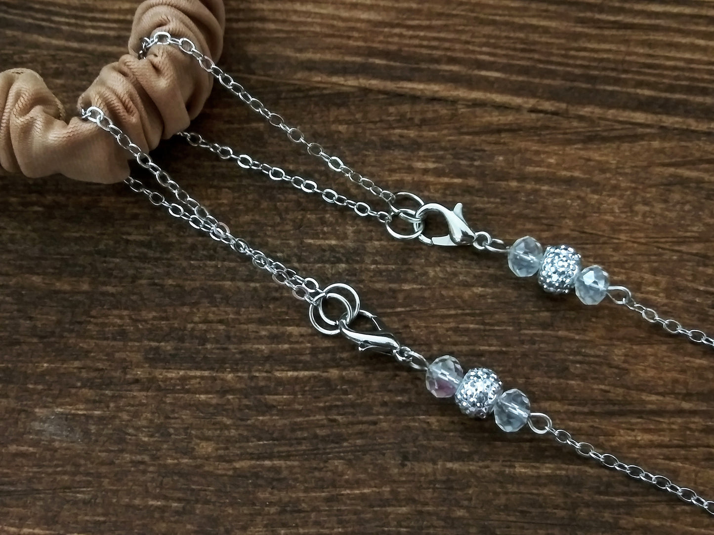 Pink Dream Mask Chain, Mask Holder, Face Mask Chain Necklace, Chain to Hold Mask, Pink, Mask Keeper, Bling, Bright AB Rhinestone Glass Beads