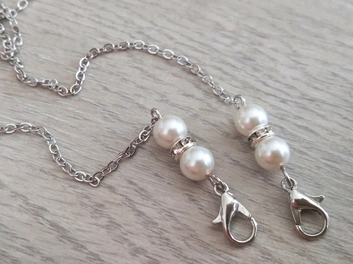 Pearl Mask Chain, Rhinestone Crystal Spacers, Face Mask Chain, Necklace, Ladies & Girls, Necklace Lanyard, Mask Keeper, Chain, Glass Pearls