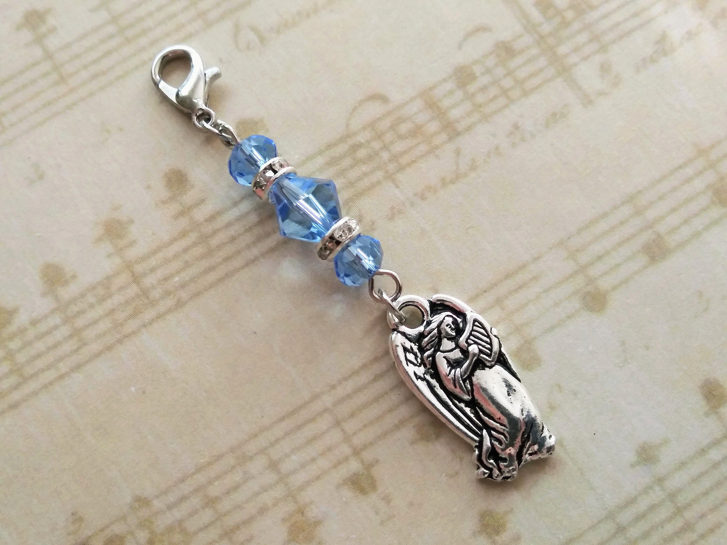 Something Blue Bouquet Charm, Blue Crystal Wedding Bouquet Charm, Something Blue for Bride, Wedding Dress Charm, Garter Charm, Bride Gift