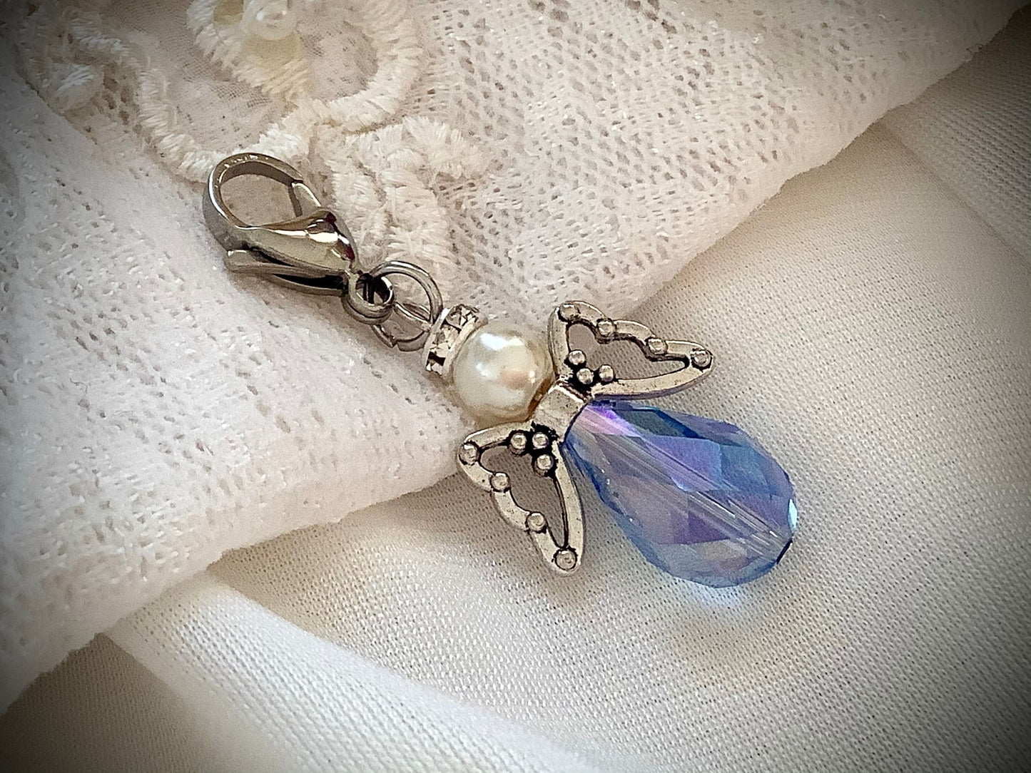 Something Blue Angel for the bride, Angel bouquet charm, wedding charm, bridal charm, gift for bride, blue charm, blue bridal wedding angel