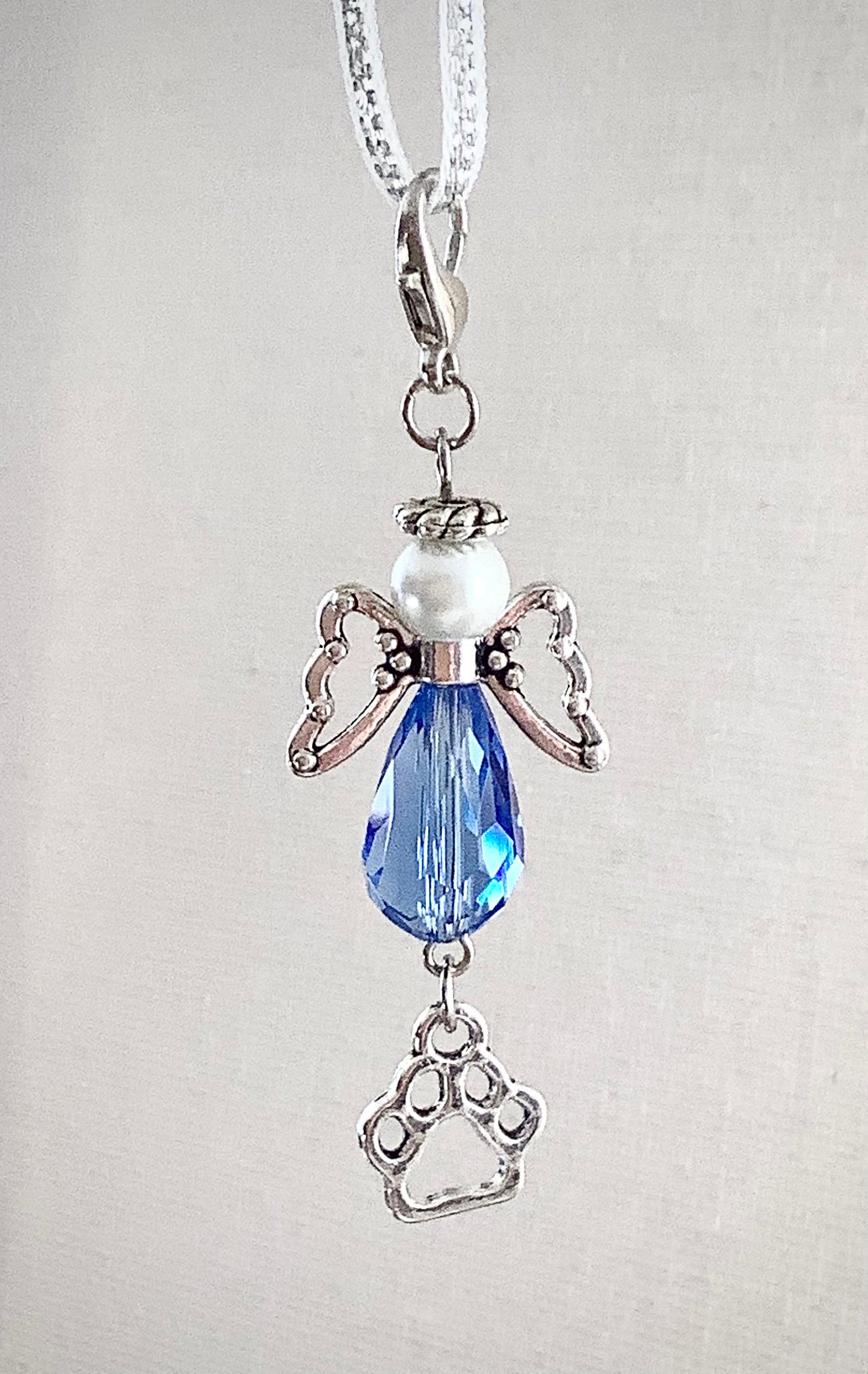 Pet loss memory charm - paw print charm - loss of cat gift - loss of dog gift - sympathy gift - memory charm - pet memorial - ribbon charm