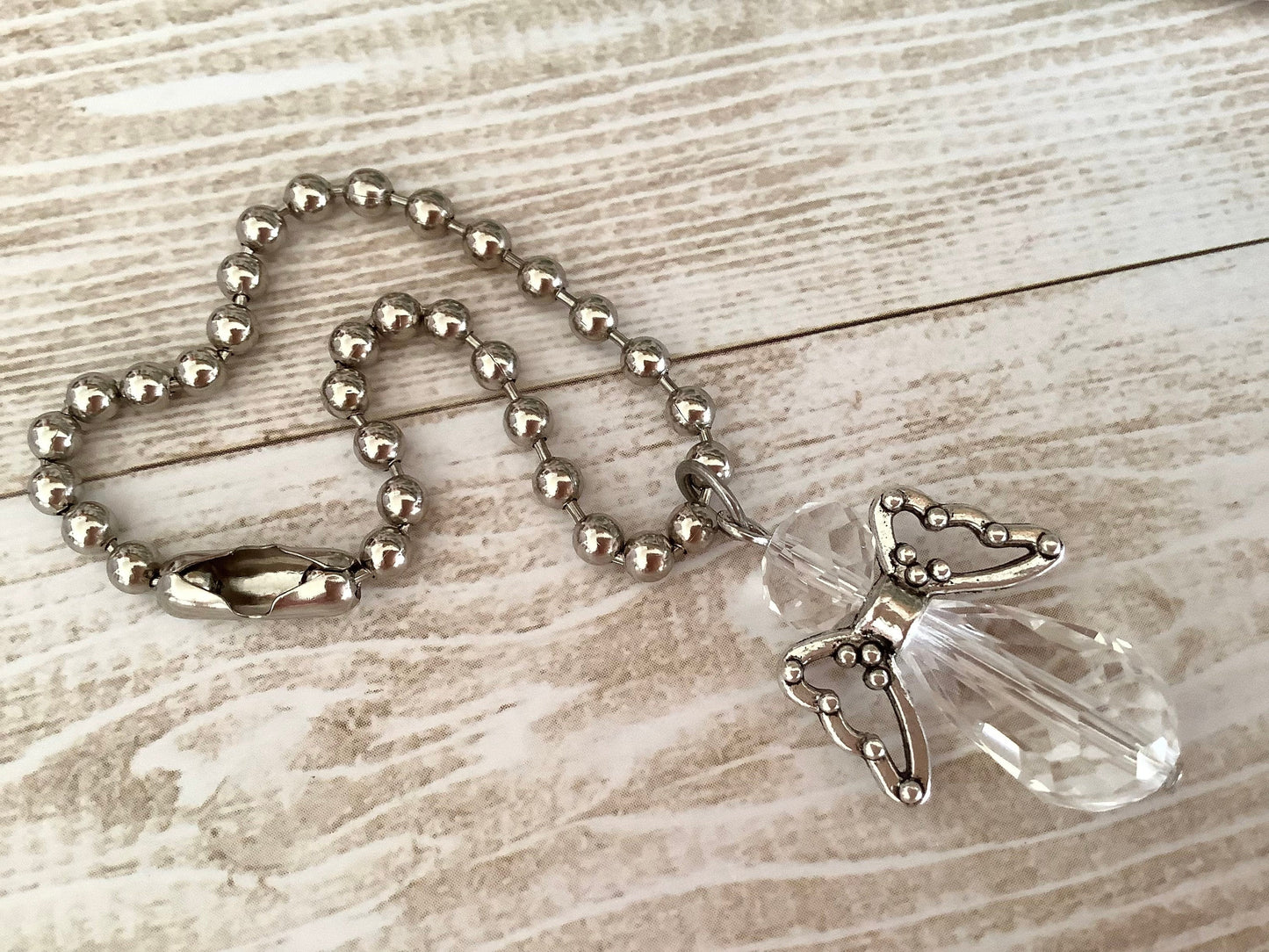 Keychain, Key Chain Crystal Glass Angel Ball Chain Key Ring, Guardian Angel Crystal Key Fob with Connector, New Car Gift, New Driver Gift