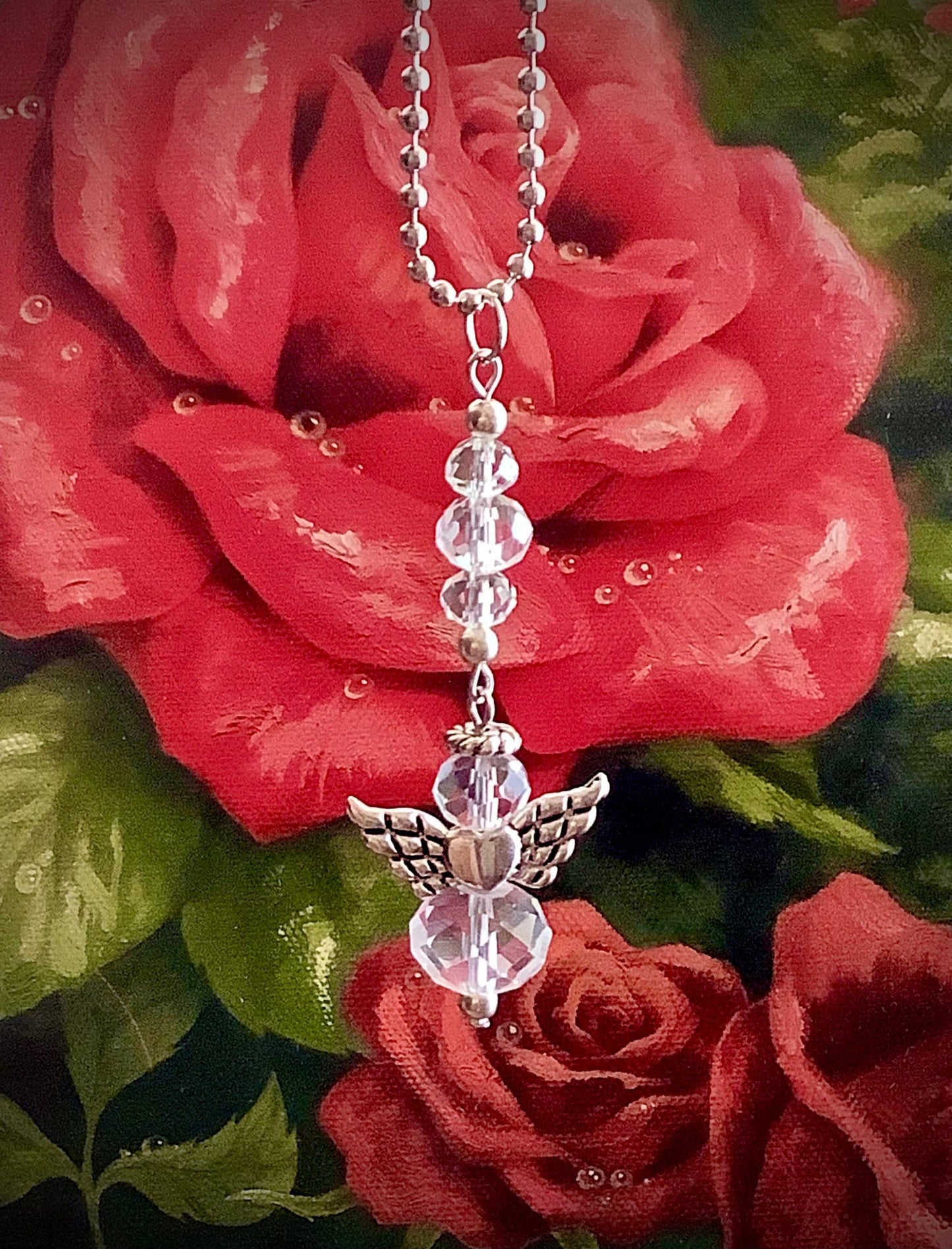 Rearview Mirror Car Charm, Angel for Purse Charm, Ornament, In Memory, Suncatcher Remembrance of a Loved One, New Driver, Clear Crystal