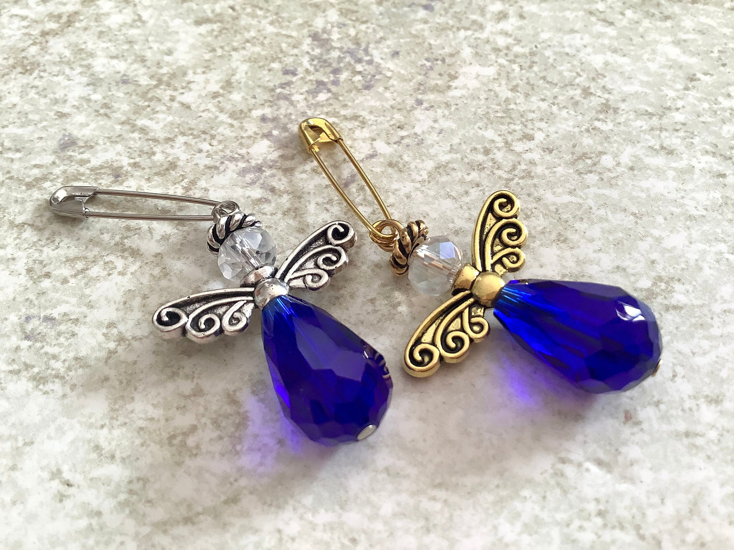 Something Blue Angel for the Bride, Something Blue - Bridal - Glass Wedding Bouquet Crystal Angel, Guardian Angel Bridal Shower, Cobalt Blue