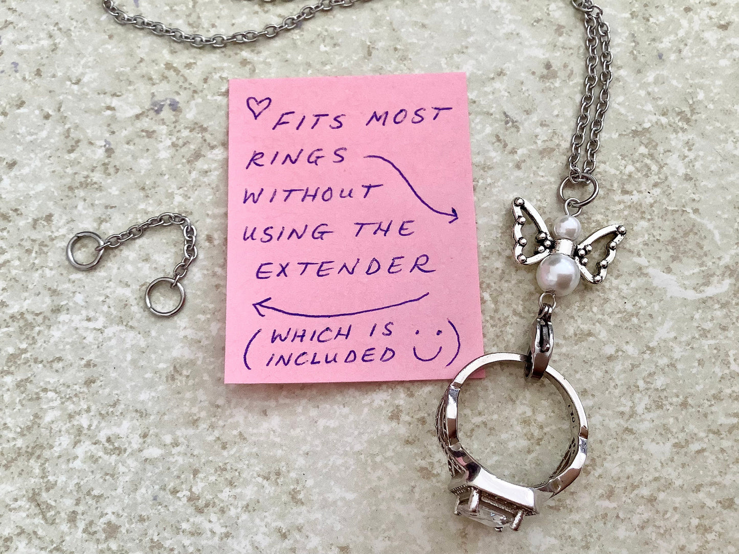 Ring holder necklace, stainless steel necklace for ring, ring pendant, ring saver necklace, wedding ring necklace, ring bearer necklace