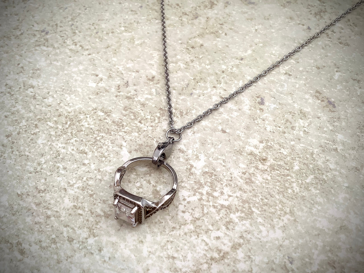 Ring holder necklace, stainless steel necklace to hold ring, ring pendant, ring saver necklace, wedding ring necklace, ring bearer necklace