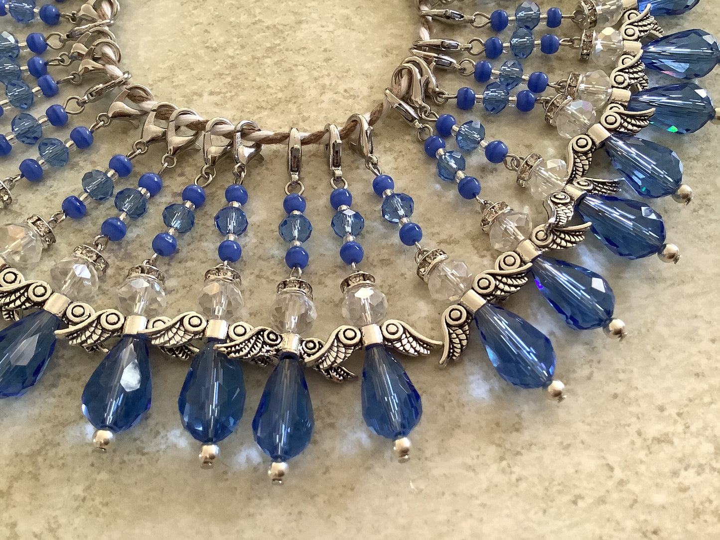 An Angel for the Bride, Something Blue, Wedding Bouquet Charm w/Card Wedding Dress Angel, Guardian Angel, Glass Pearls, Angel for bride pin