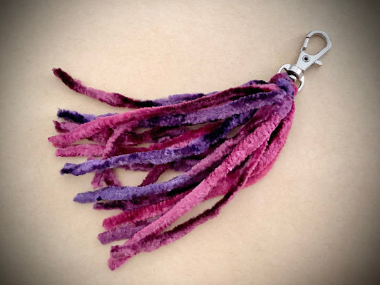 Purse Tassel | Fall Autumn purse accessories | Swivel hook handbag tassel | soft velvet Plum chenille | Cozy | Elegant | Fancy Bag Charm