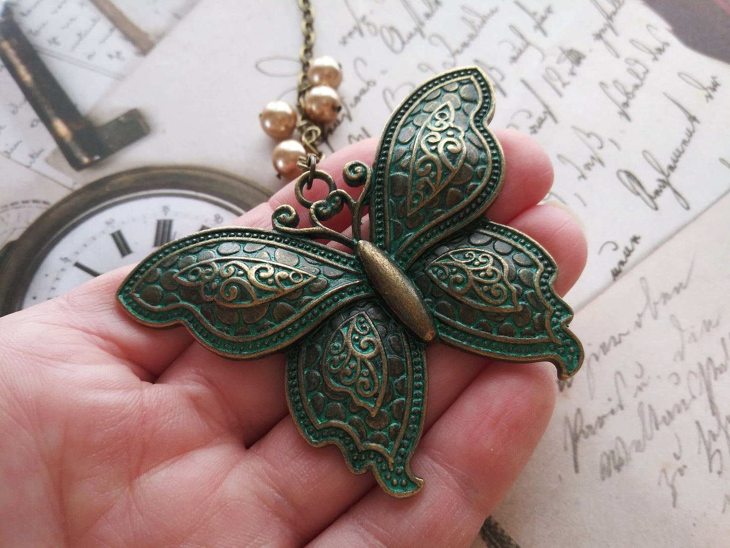 Butterfly Window Charm Ornament, Antique Patina Style, Verdigris Butterfly, Butterfly for Window, Curtain Ornament, Christmas Tree Ornaments