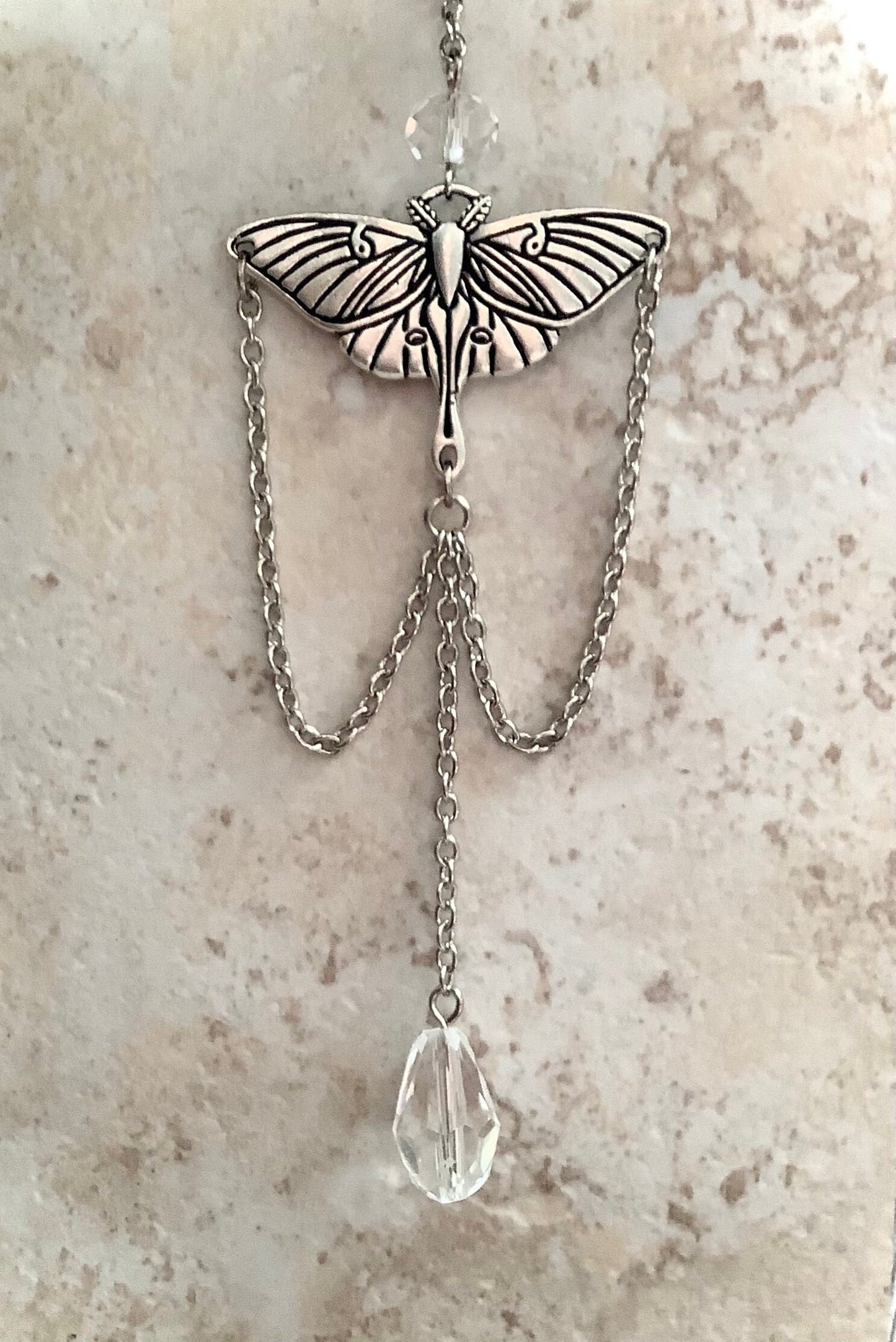 Luna Moth Car Charm, Decorative hanging crystal for car, rear view mirror charm, moth, butterfly, mystical car charm, magical car ornament