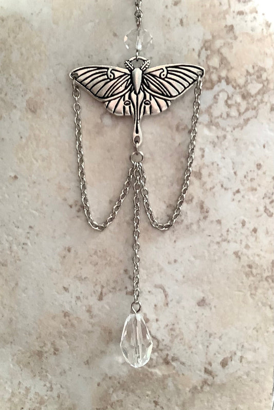 Luna Moth Car Charm, Decorative hanging crystal for car, rear view mirror charm, moth, butterfly, mystical car charm, magical car ornament