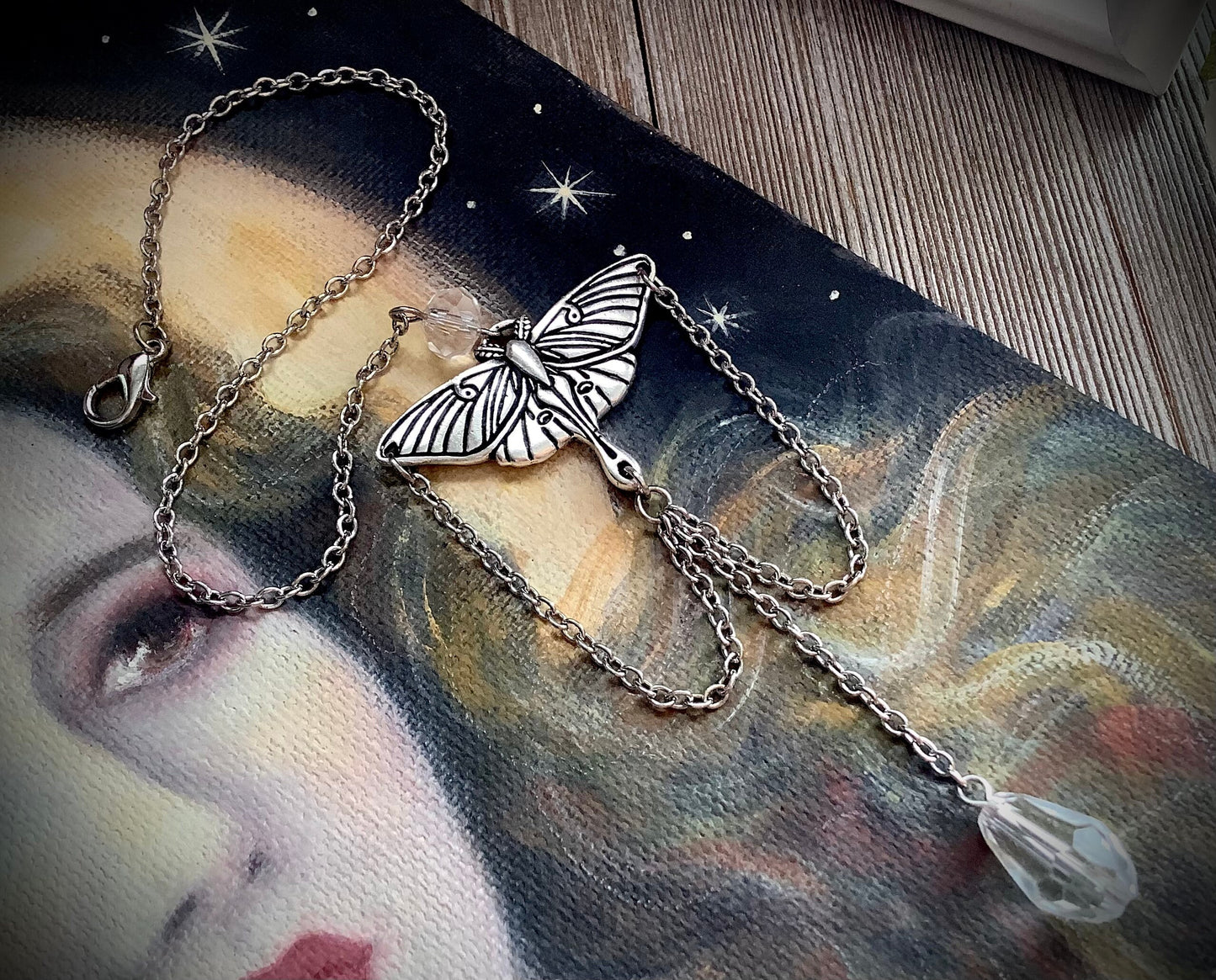 Luna Moth Car Charm, Decorative hanging crystal for car, rear view mirror charm, moth, butterfly, mystical car charm, magical car ornament