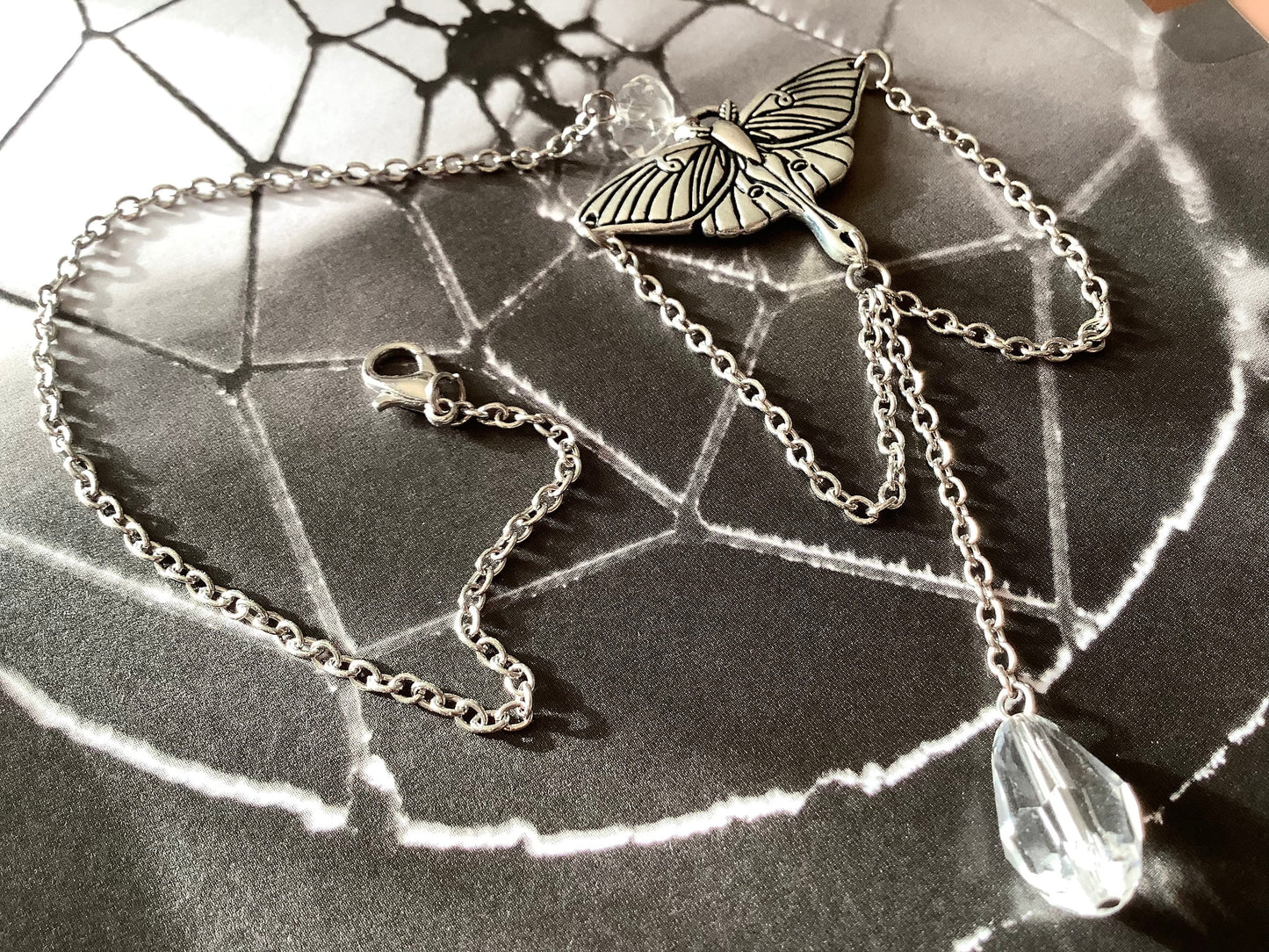 Luna Moth Car Charm, Decorative hanging crystal for car, rear view mirror charm, moth, butterfly, mystical car charm, magical car ornament